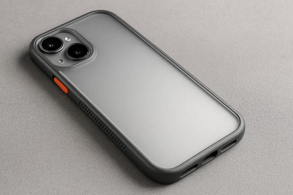8 Frosted Translucent Phone Case With Contrasting Buttons For Modern Industrial Look And Secure Grip