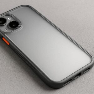 Frosted Translucent Phone Case With Contrasting Buttons For Modern Industrial Look And Secure Grip